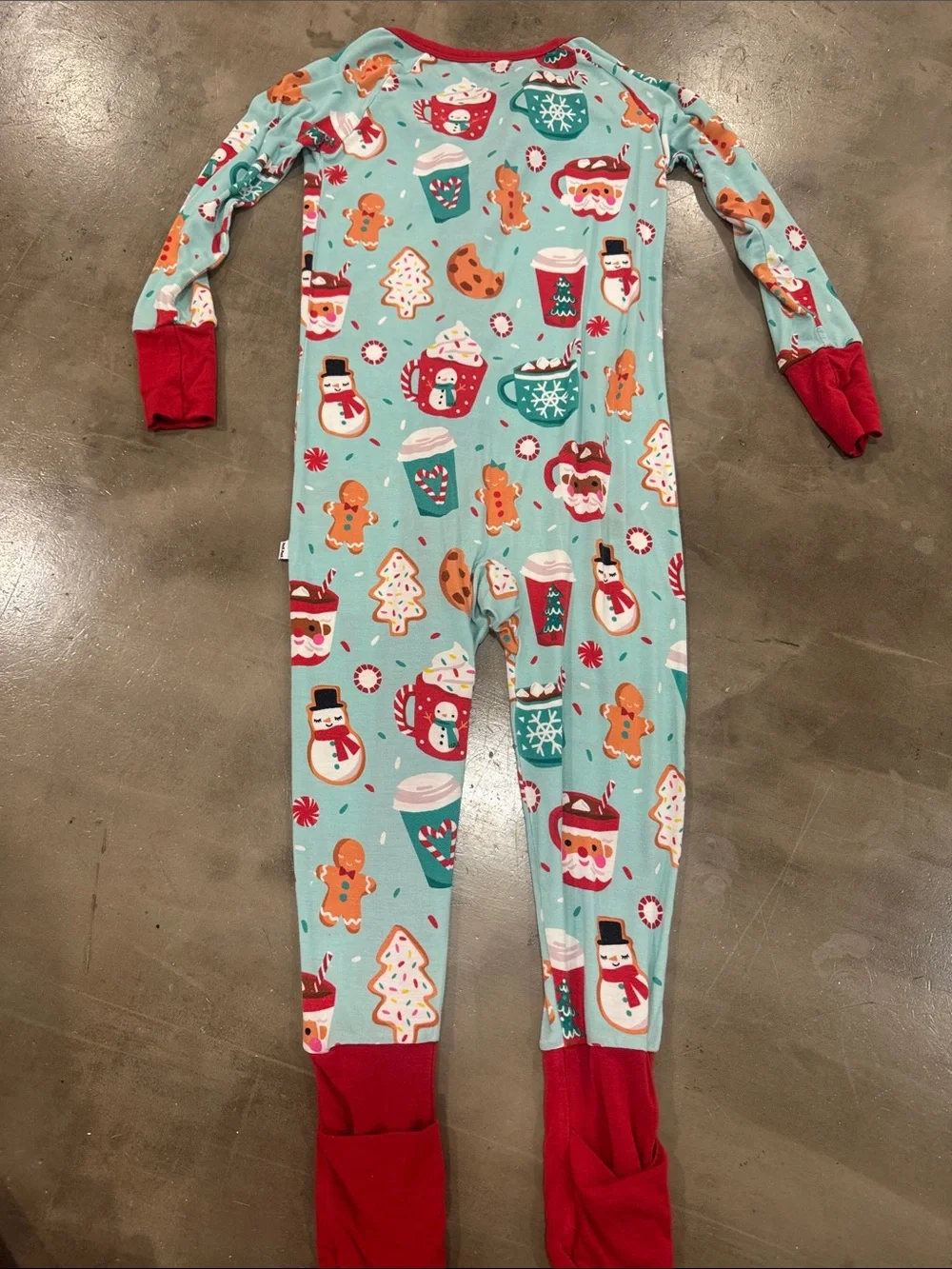 Little Sleepies Teal Holiday Print One-Piece Zippy